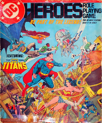 Mayfair Games DC Heroes Role-Playing Game box set 1985 art by George Perez