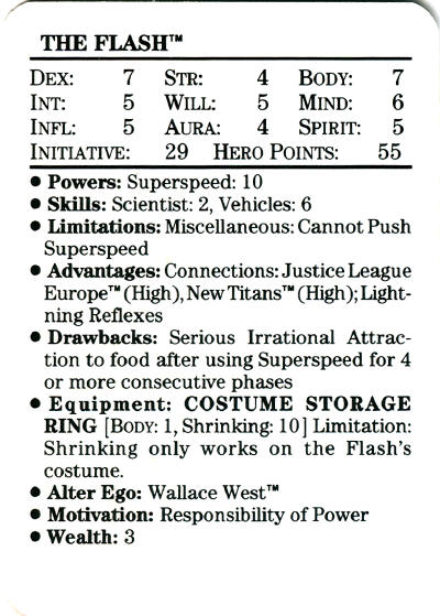 Flash from the 1989 Mayfair DC Heroes RPG