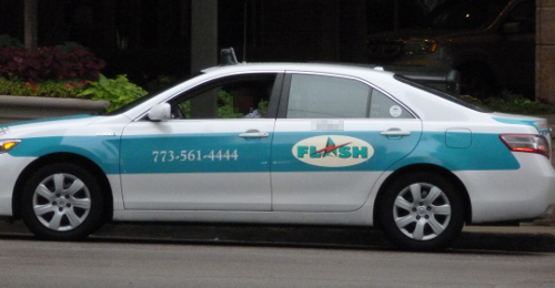 Flash Taxi Cab on the streets of Chicago