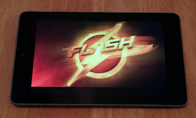 Flash TV logo on a tablet