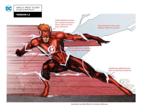 Wally West - Rebirth costume with notes by Brett Booth